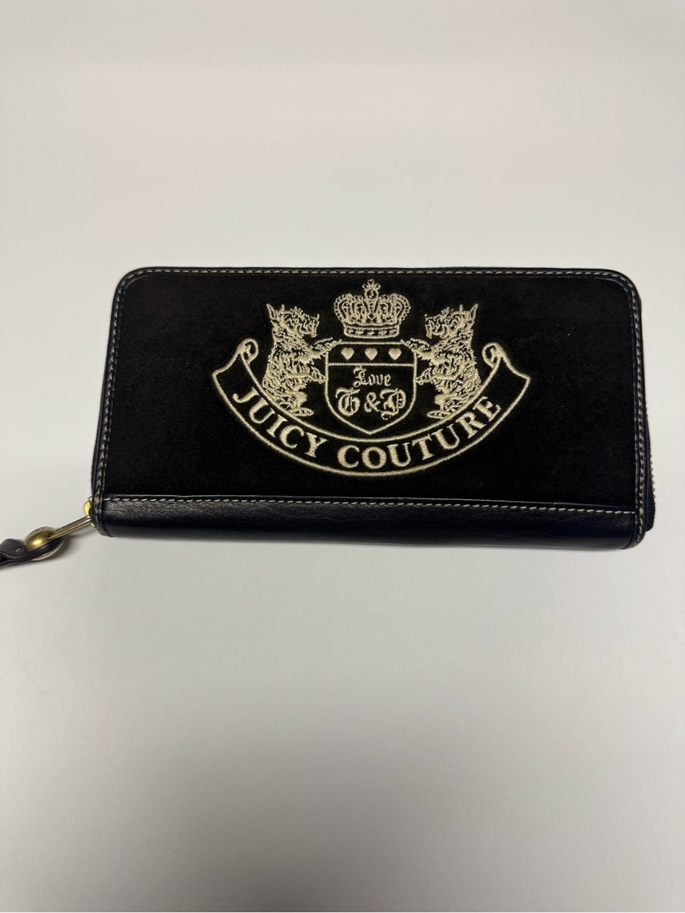 Juicy Couture Black Wallet with Cream Embroidered Crest